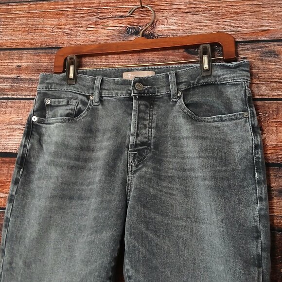 7 For All Mankind Jeans 30 Luxe Vintage Button Fly Crop Raw Hem Mid Rise Gray - Picture 4 of 9